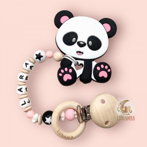 Beisskette: Panda rosa